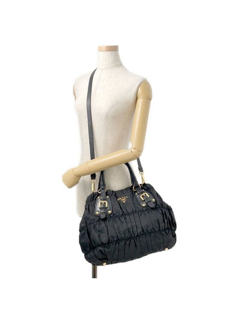 Prada Tote Gathered Nylon 2-Way Black - Picture 5 of 10